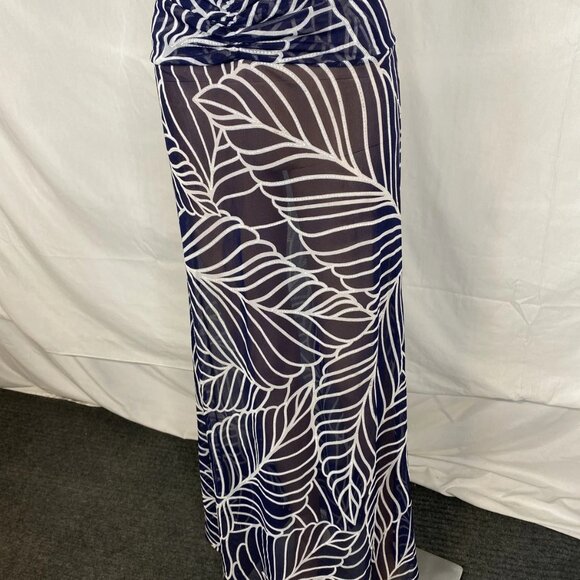 Devon Windsor Women's Akris Sheer Resort Skirt Navy Palm Print Size S - Picture 7 of 9